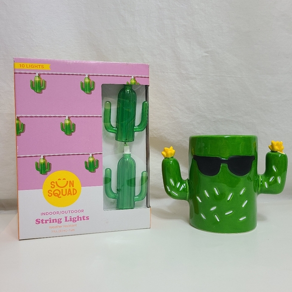 Cactus Decor Set* Lights & Planter* New* - Picture 4 of 4